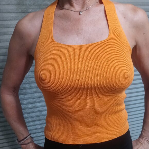Orange Silk Halter top - Picture 1 of 2